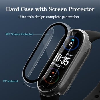 Калъф с протектор за екран 2в1+3D фолио за Xiaomi Mi Band 7 6 5 4 3 PC Пълно покритие Защитно противоударно покритие за рамка за Miband 7 NFC