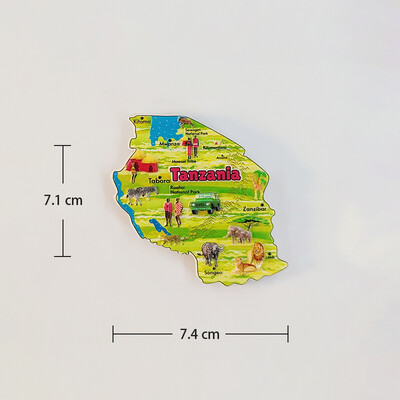Afrika, Tanzánia, Mapa, Darček, Zbierka, 3D stereoskopický, Turistické suveníry, Maľba živicou, Dekorácia do domu, Magnety na chladničku