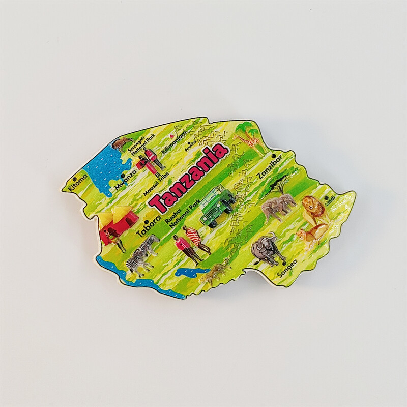 Afrika, Tanzánia, Mapa, Darček, Zbierka, 3D stereoskopický, Turistické suveníry, Maľba živicou, Dekorácia do domu, Magnety na chladničku