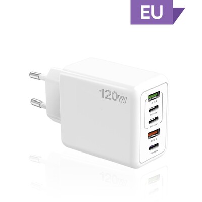 120W PD 5 prievadų USB įkroviklis Greitas įkrovimas QC3.0 USB C Type C mobiliojo telefono įkroviklis skirtas iPhone Huawei Samsung Xiaomi Quick Charge