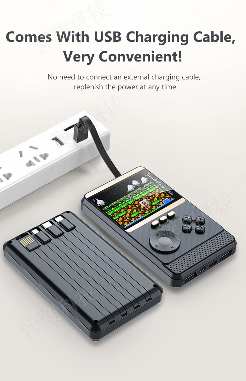 2 az 1-ben Q18 játékkonzol 6000Mah powerbank kézi játéklejátszók gépi konzol 500 klasszikus játékok 3 hüvelykes HD LCD képernyő