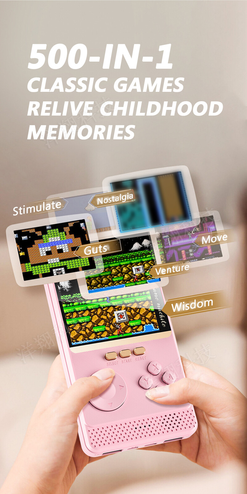 2 az 1-ben Q18 játékkonzol 6000Mah powerbank kézi játéklejátszók gépi konzol 500 klasszikus játékok 3 hüvelykes HD LCD képernyő