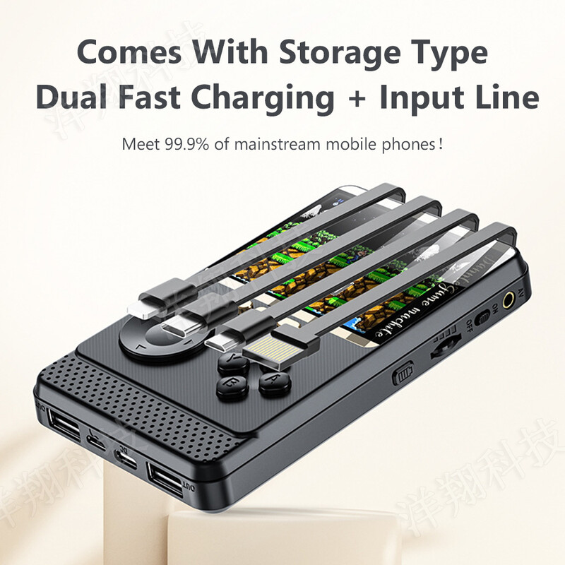 2 az 1-ben Q18 játékkonzol 6000Mah powerbank kézi játéklejátszók gépi konzol 500 klasszikus játékok 3 hüvelykes HD LCD képernyő