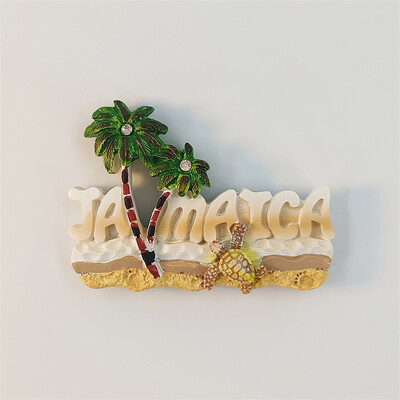 Jamaica, cocos, broasca testoasa de mare, stereoscopic 3D, suveniruri turistice, pictura in rasina, decorare casa, colectie, magneti de frigider