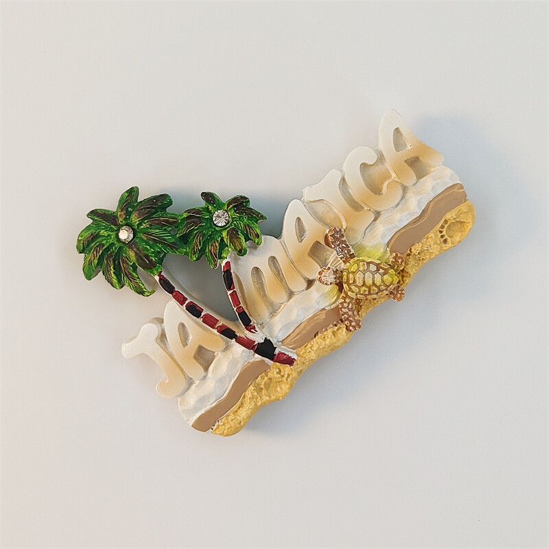 Jamaica, cocos, broasca testoasa de mare, stereoscopic 3D, suveniruri turistice, pictura in rasina, decorare casa, colectie, magneti de frigider