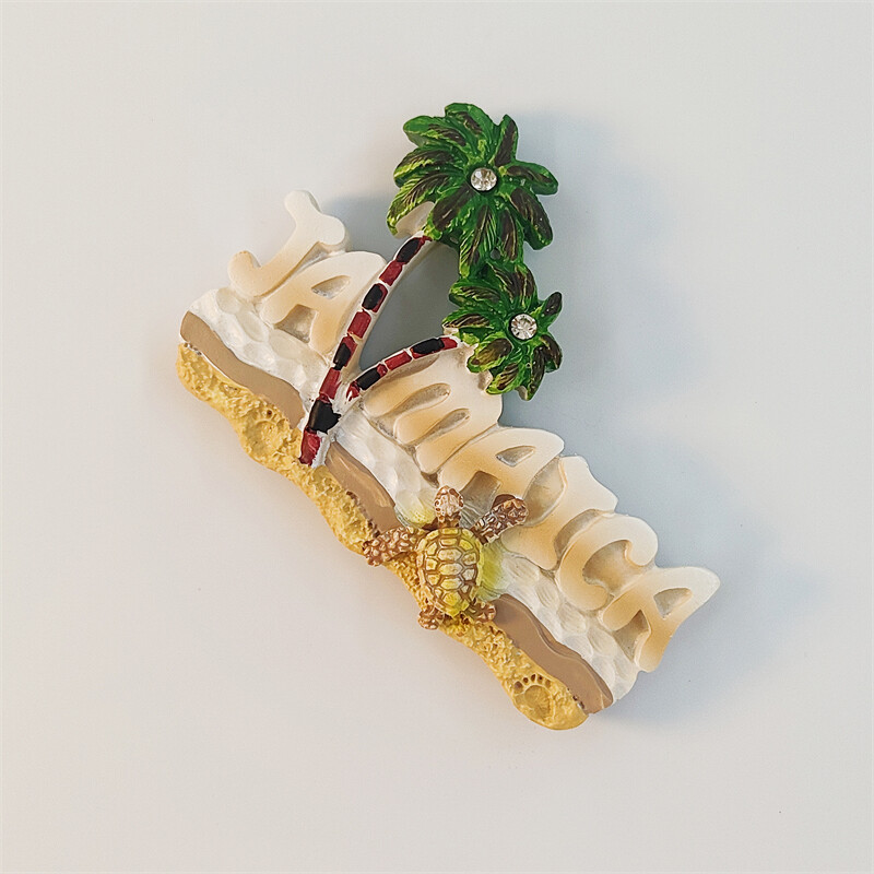 Jamaica, cocos, broasca testoasa de mare, stereoscopic 3D, suveniruri turistice, pictura in rasina, decorare casa, colectie, magneti de frigider