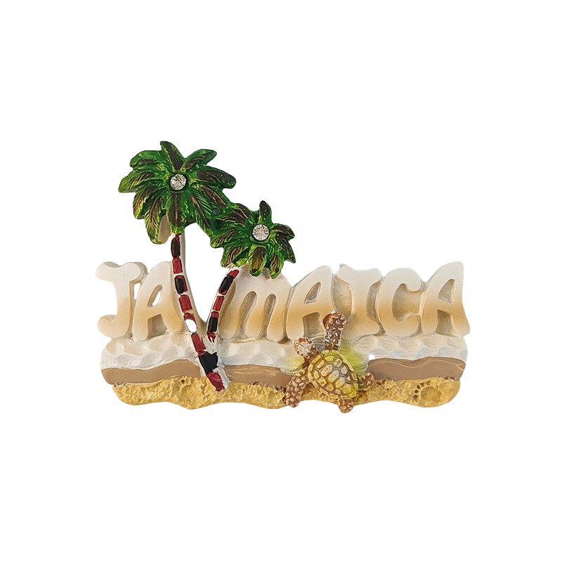 Jamaica, cocos, broasca testoasa de mare, stereoscopic 3D, suveniruri turistice, pictura in rasina, decorare casa, colectie, magneti de frigider