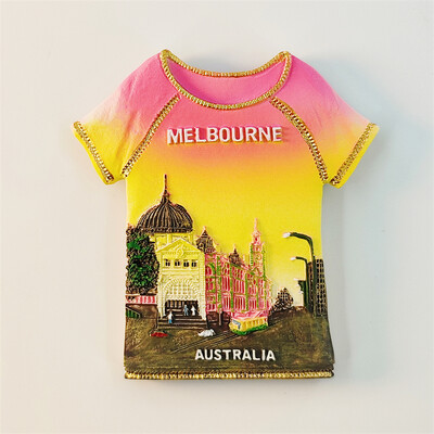 Ausztrália, Melbourne, utcakép, 3D sztereoszkópikus, turisztikai ajándéktárgyak, műgyantafestés, lakásdekoráció, hűtőmágnesek