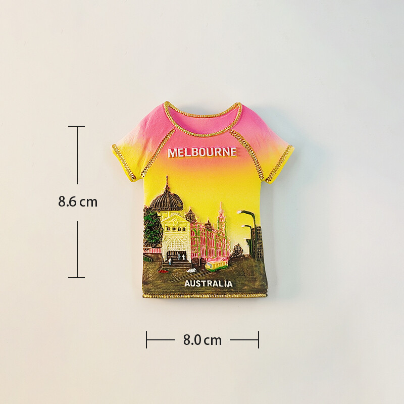 Austrália, Melbourne, pouličná scenéria, 3D stereoskopický obraz, turistické suveníry, maľba živicou, dekorácia do domu, magnety na chladničku.