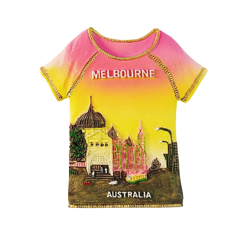 Austrália, Melbourne, pouličná scenéria, 3D stereoskopický obraz, turistické suveníry, maľba živicou, dekorácia do domu, magnety na chladničku.