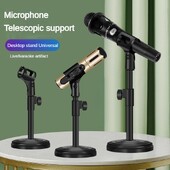 1 db mikrofonos behúzható asztali állvány asztali lemezes mikrofonállvány Élő közvetítés asztali állvány mikrofoncsipesz