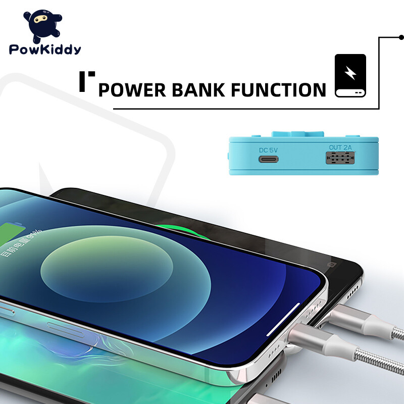 POWKIDDY Q35 delninis žaidimų pultas, 5000 mAh mobilusis maitinimo šaltinis, 8 bitų žaidimas, pigios dovanos vaikams, palaikymas dviems žaidėjams