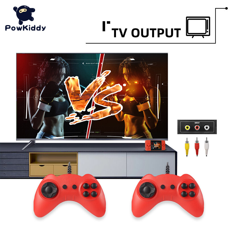 POWKIDDY Q35 delninis žaidimų pultas, 5000 mAh mobilusis maitinimo šaltinis, 8 bitų žaidimas, pigios dovanos vaikams, palaikymas dviems žaidėjams