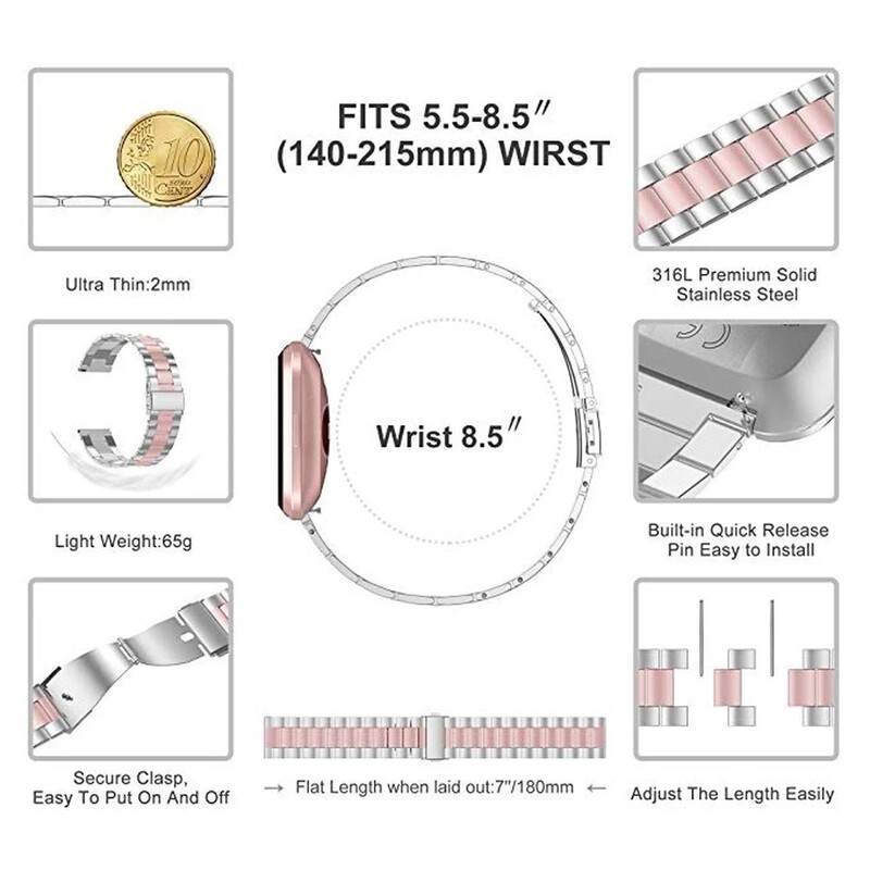 Kovový remienok pre Fitbit Versa 4/Sense 2 Remienok pre Fitbit Versa 3 2 Klasický náramok Náhradný náramok Príslušenstvo