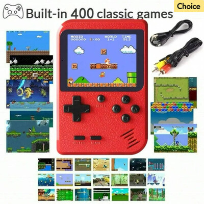 „Red Retro Classic Games“ vaikiška delninė maža žaidimų konsolė su 400 žaidimų įkrovimu gali būti prijungta prie televizoriaus