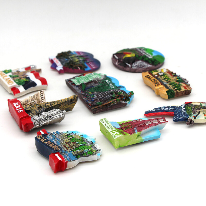 Brazilijos turistų traukos suvenyras 3D šaldytuvo magnetai šaldytuvas įklijuotas Auksinių vartų tiltas Tailandas Paryžius Monakas pasaulio turistas