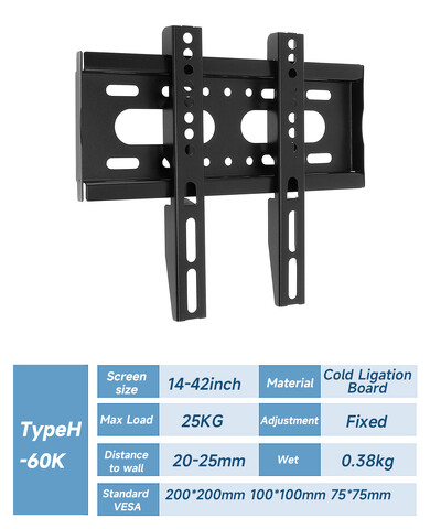 Universāls televizora stiprinājuma monitora sienas atbalsts datora ekrāna kronšteins, fiksēts turētājs 14-43/14-42/26-55/26-65 collu LED LCD televizoram