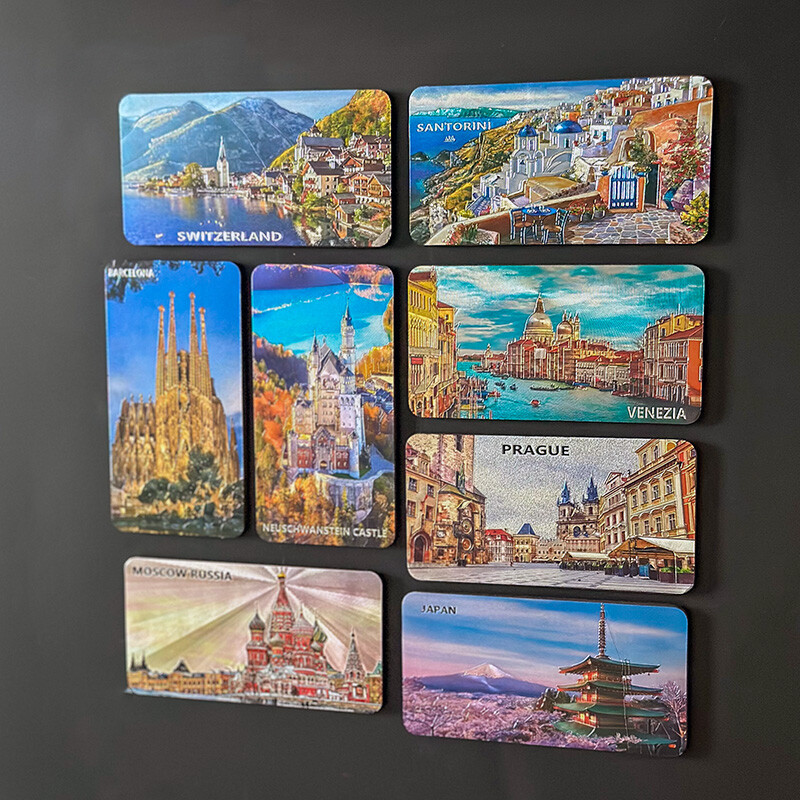 Magnet na chladničku Barcelona Švajčiarsko Kreatívne suveníry Santorini Magnetická nálepka na chladničku Dekorácia domu