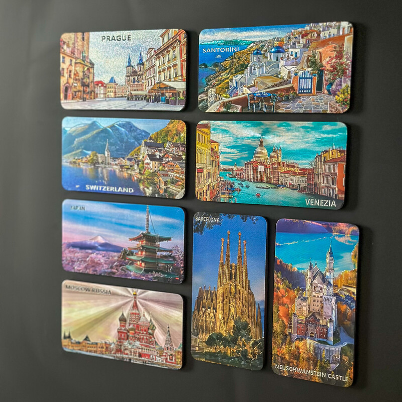 Magnet na chladničku Barcelona Švajčiarsko Kreatívne suveníry Santorini Magnetická nálepka na chladničku Dekorácia domu
