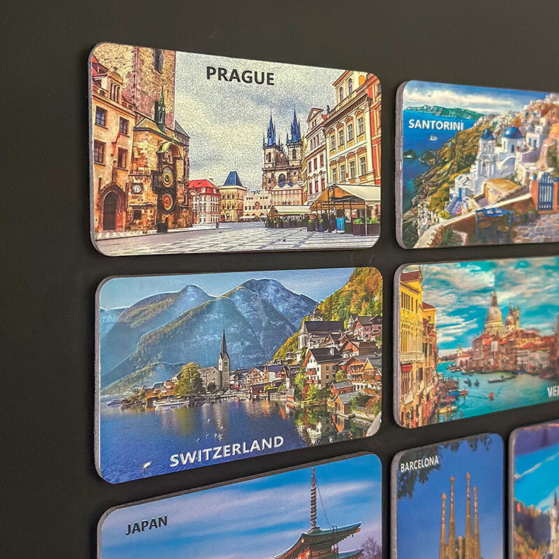 Magnet na chladničku Barcelona Švajčiarsko Kreatívne suveníry Santorini Magnetická nálepka na chladničku Dekorácia domu