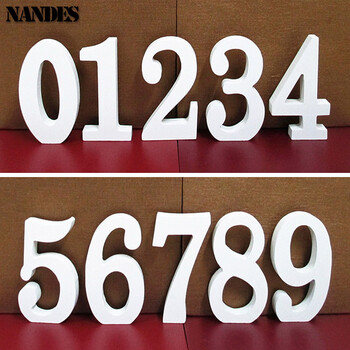 10cm Wood Numbers 0-9 Wooden Thicken DIY Digit Date Art Craft Free Standing White Wedding Birthday Party Props Διακόσμηση σπιτιού