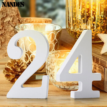 10cm Wood Numbers 0-9 Wooden Thicken DIY Digit Date Art Craft Free Standing White Wedding Birthday Party Props Διακόσμηση σπιτιού