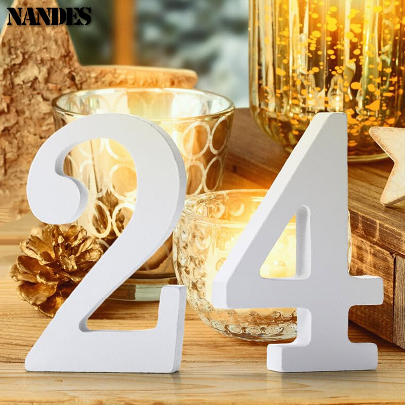 10CM drevené čísla 0-9 drevené zahusťovacie DIY číslice dátum umelecké remeslo voľne stojace biele svadobné narodeninové rekvizity bytové dekorácie
