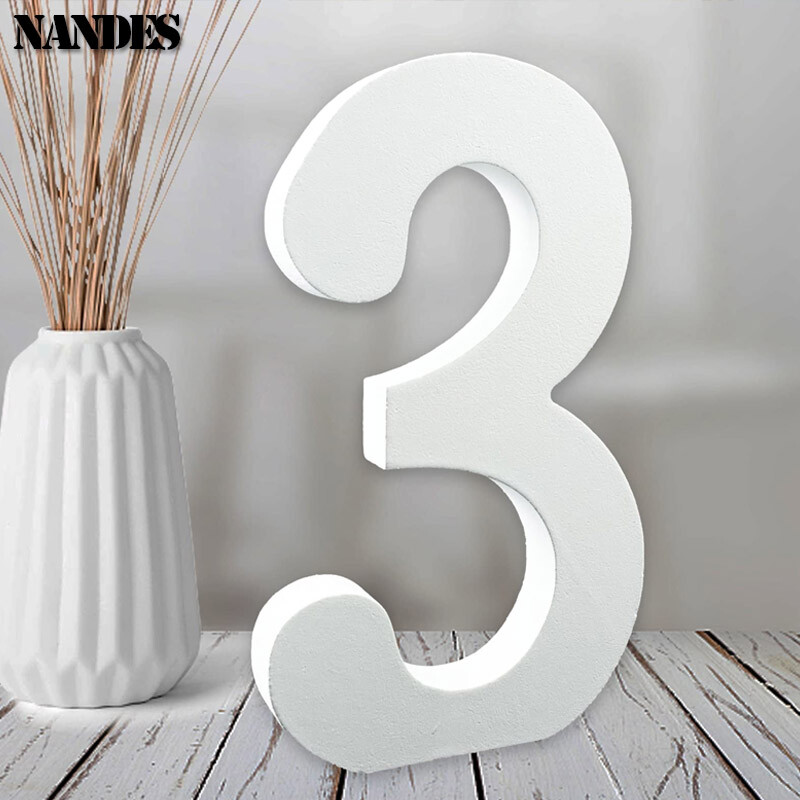 10CM drevené čísla 0-9 drevené zahusťovacie DIY číslice dátum umelecké remeslo voľne stojace biele svadobné narodeninové rekvizity bytové dekorácie