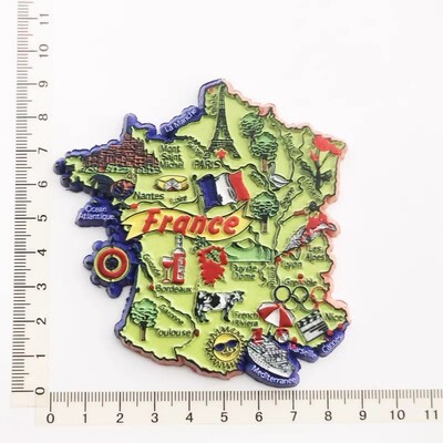 Kanada, Spanyolország, Franciaország, Kenya, Creative Drip Glue Tourism Emlékdísz kézműves ajándék, Mágneses hűtőszekrény matrica