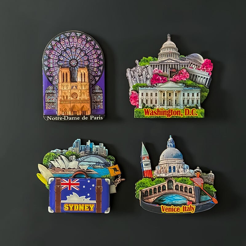 Drevený magnet na chladničku, Francúzsko, Paríž, Spojené štáty, Benátky, Austrália, magnetická nálepka na chladničku, dekorácia do domácnosti