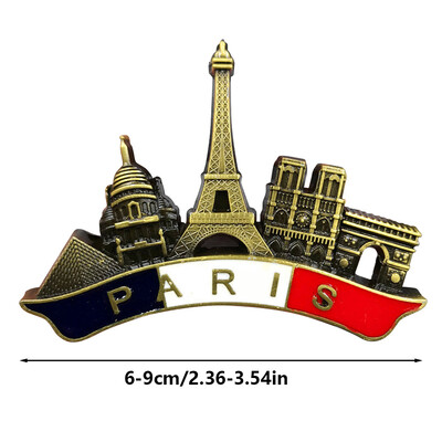 3D stereo francúzske parížske kovové magnety na chladničku, retro živicové magnetické nálepky na chladničku s francúzskym parížskym motívom, turistické suveníry, bytové dekorácie