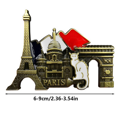 3D stereo francúzske parížske kovové magnety na chladničku, retro živicové magnetické nálepky na chladničku s francúzskym parížskym motívom, turistické suveníry, bytové dekorácie