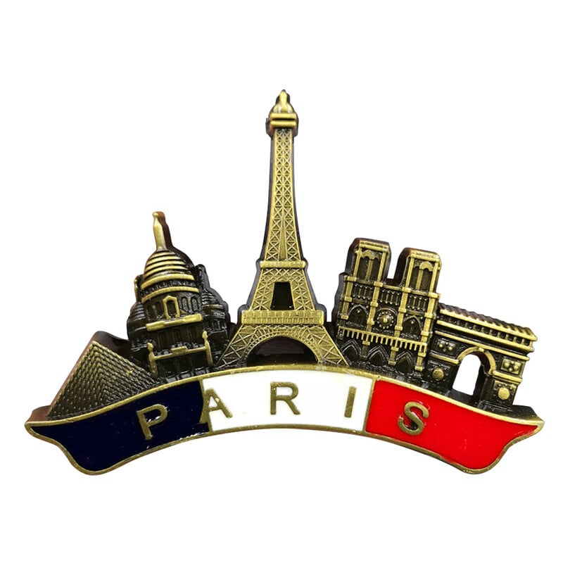 3D stereo francúzske parížske kovové magnety na chladničku, retro živicové magnetické nálepky na chladničku s francúzskym parížskym motívom, turistické suveníry, bytové dekorácie