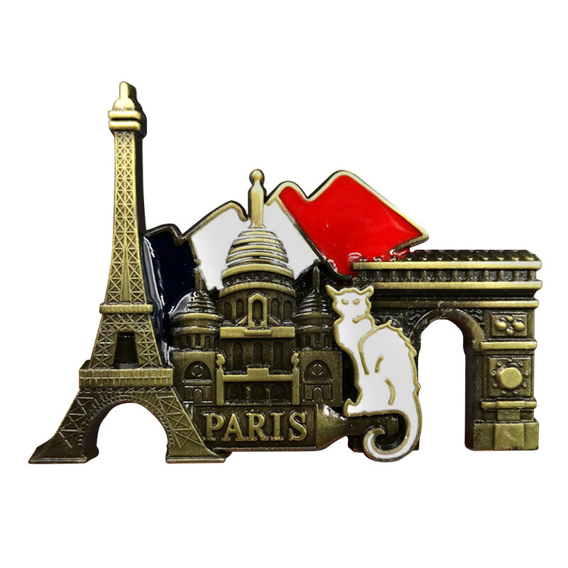 3D stereo francúzske parížske kovové magnety na chladničku, retro živicové magnetické nálepky na chladničku s francúzskym parížskym motívom, turistické suveníry, bytové dekorácie