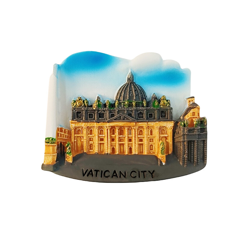 Italia，Roma，vatican，3D stereoscopic，suveniruri turistice，cladiri emblematice，pictură pe rășină，decor pentru casă，magneți de frigider