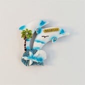 Maldivy, delfíny, kokosová palma, 3D stereoskopické, turistické suveníry, maľba živicou, dekorácia do domu, magnety na chladničku.