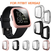 Kaitseümbris Fitbit Versa 2 Plating Protector Katteklaasist Ekraanikaitsed Fitbit Versa2 PC Täiskattega Case Shell jaoks