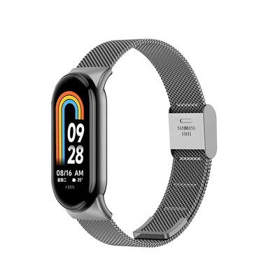 Каишка от неръждаема стомана за Xiaomi Mi 9 8 Band Метална миланска гривна на Mi Band 8 Гривна за каишка Mi Band 9 8 Аксесоари