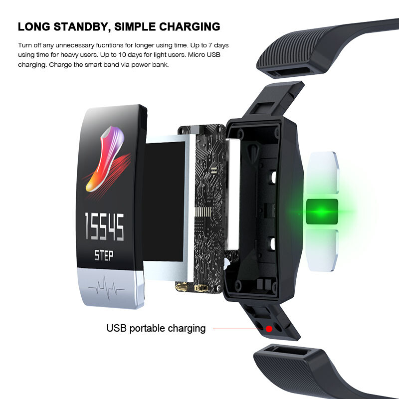 Kehatemperatuuri nutikas käevõru mõõtmine EKG+PPG südame löögisageduse rõhu monitor Kella ilmaprognoos Band Joogi meeldetuletus nutikell