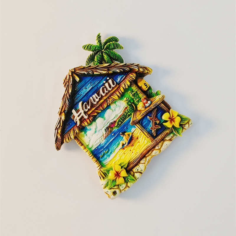 Αμερική, Χαβάη, εξοχικό σπίτι, 3D στερεοσκοπικά, αναμνηστικά τουρισμού, ζωγραφική από ρητίνη, διακόσμηση σπιτιού, συλλογή, μαγνήτες ψυγείου