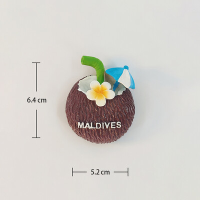 Maldyvai, kokosų pienas, spalvotas piešimas, 3D stereoskopinis, turizmo suvenyrai, dažymas derva, namų dekoravimas, šaldytuvo magnetai 