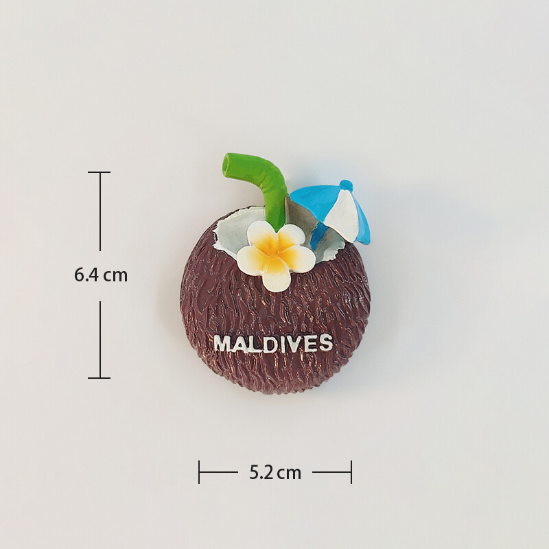 Maldyvai, kokosų pienas, spalvotas piešimas, 3D stereoskopinis, turizmo suvenyrai, dažymas derva, namų dekoravimas, šaldytuvo magnetai ﻿