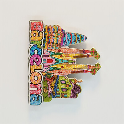 Spanyolország, Barcelona, Mozaik, 3D sztereoszkópikus, Idegenforgalmi Ajándéktárgyak, Gyantafestés, Lakásdekoráció, Kollekció, Hűtőmágnesek