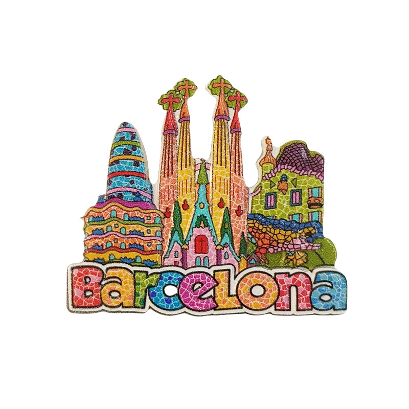 Španielsko, Barcelona, Mozaika, 3D stereoskopické, Turistické suveníry, Maľba živicou, Dekorácia do domu, Zbierka, Magnety na chladničku
