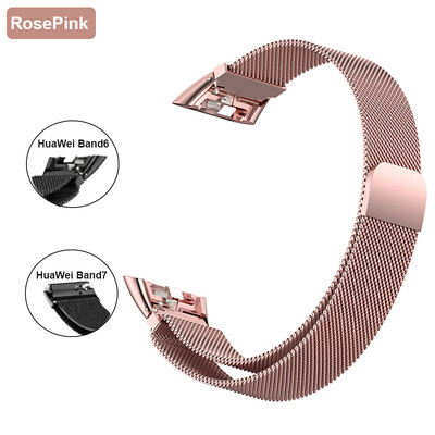 Kovový remienok na hodinky pre Huawei Band 6 7 Band Honor 6 s TPU puzdrom a ochranou obrazovky z mäkkej fólie, magnetický remienok na hodinky Huawei