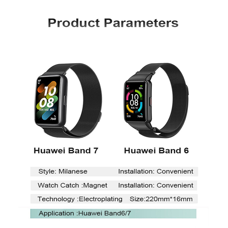 Kovový remienok na hodinky pre Huawei Band 6 7 Band Honor 6 s TPU puzdrom a ochranou obrazovky z mäkkej fólie, magnetický remienok na hodinky Huawei