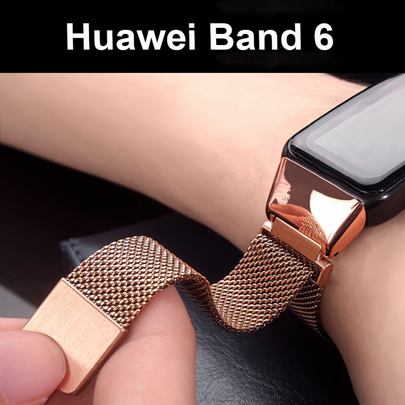 Kovový remienok na hodinky pre Huawei Band 6 7 Band Honor 6 s TPU puzdrom a ochranou obrazovky z mäkkej fólie, magnetický remienok na hodinky Huawei