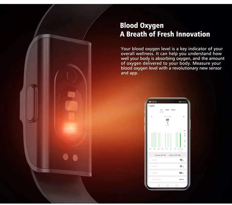Brățară inteligentă rezistentă la apă IP68 Brățară sport Contor de pași pentru ritmul cardiac Oxigen din sânge Brățară de monitorizare a temperaturii corporale