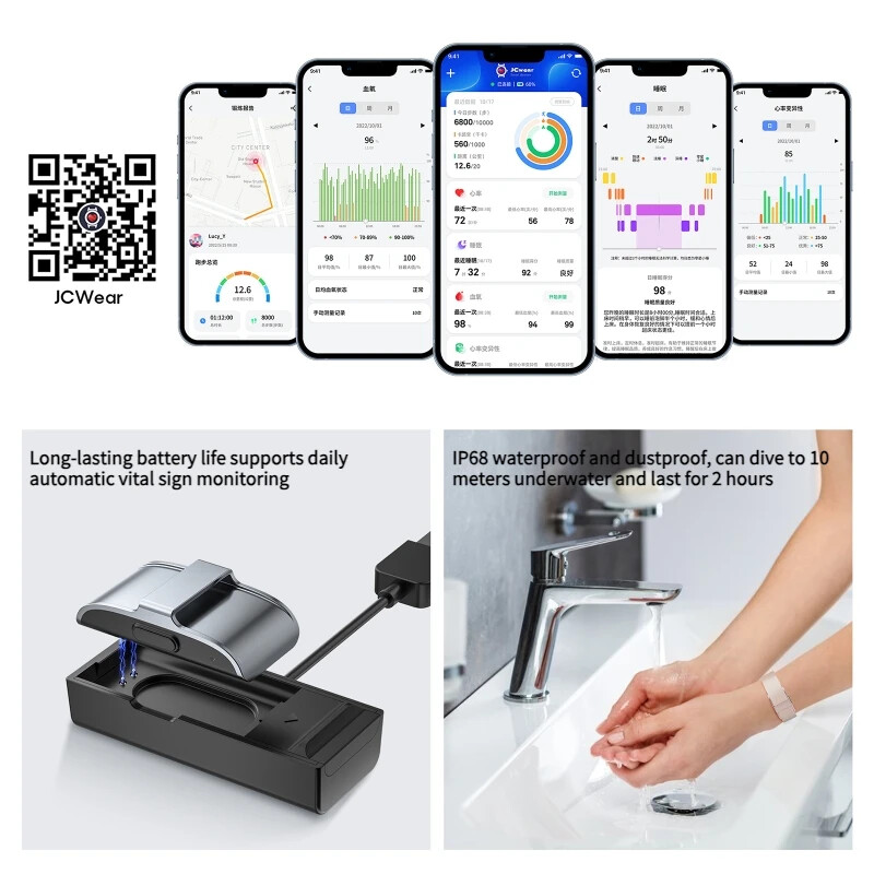 Brățară inteligentă rezistentă la apă IP68 Brățară sport Contor de pași pentru ritmul cardiac Oxigen din sânge Brățară de monitorizare a temperaturii corporale