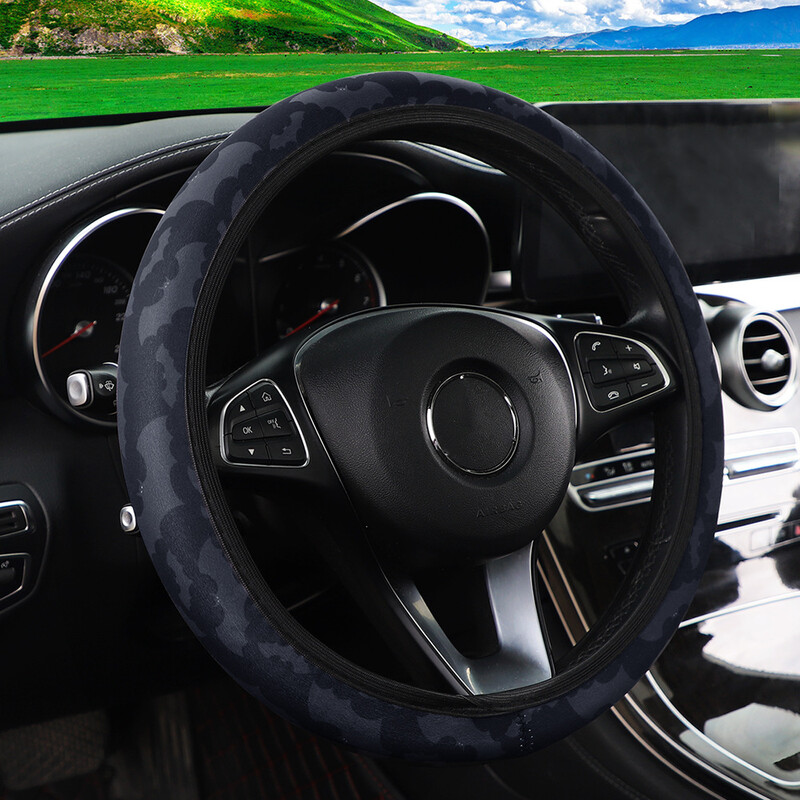 Autó kormánykerék borítója nyomtatott neoprén anyagból, cseresznye színes nyomatok nőknek belső gyűrű gumiszalag nélkül 